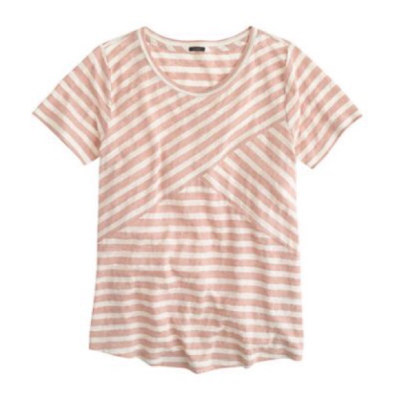 J. Crew Tops - $45 J.Crew Linen Cross Stripe T-shirt  Small